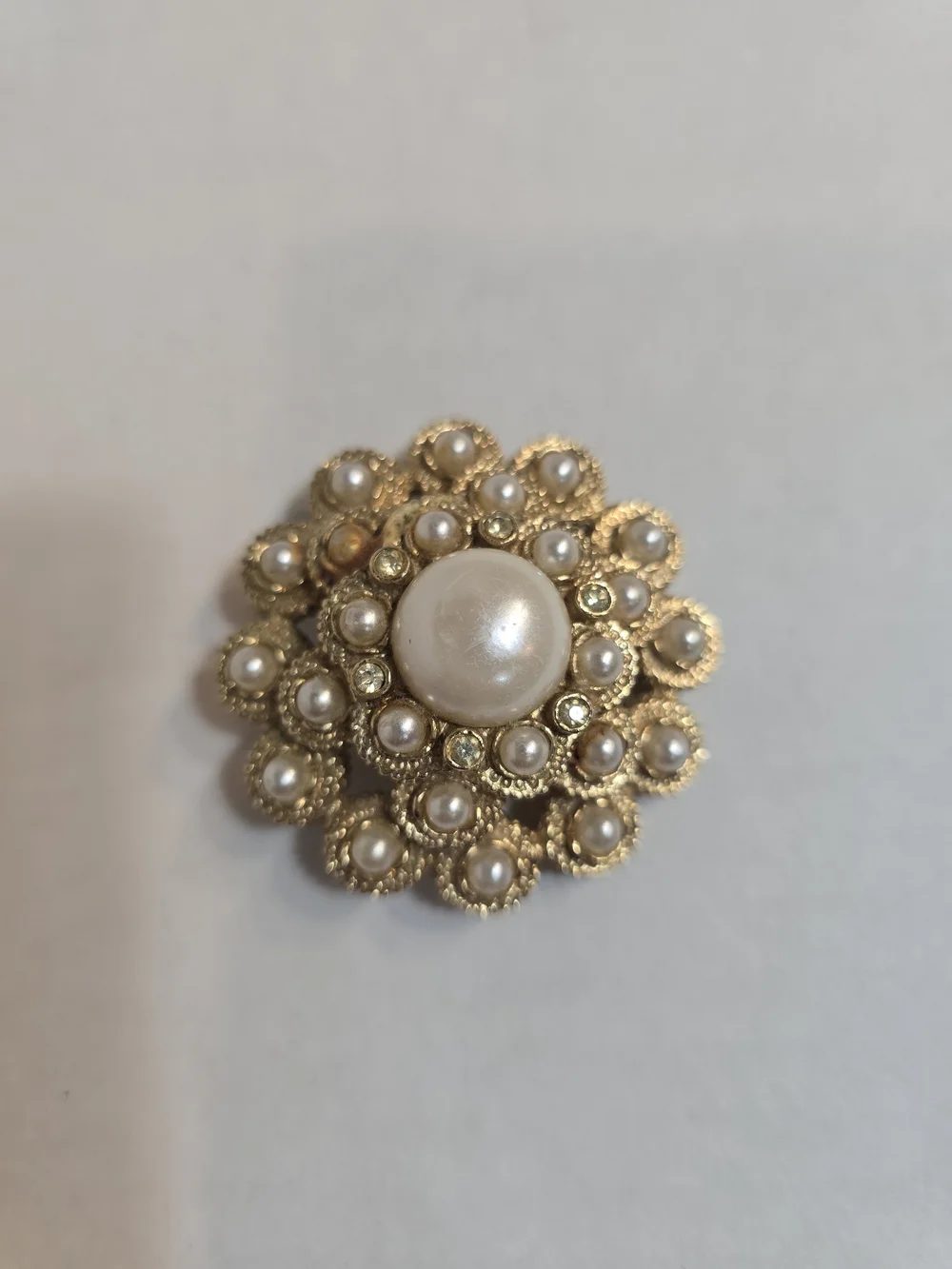 Sarah Coventry Gold and Pearl Floral Cluster Brooch